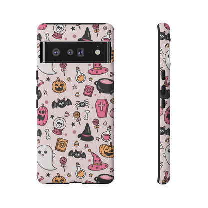 Pastel Halloween Charm Tough Phone Case – Cute Spooky Design - iPhone 16 - Samsung Galaxy - Google Pixel