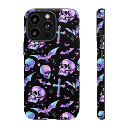 Pastel Skulls and Crosses Gothic Phone Case – Tough Phone Case – Cute Spooky Design - iPhone 16 - Samsung Galaxy - Google Pixel