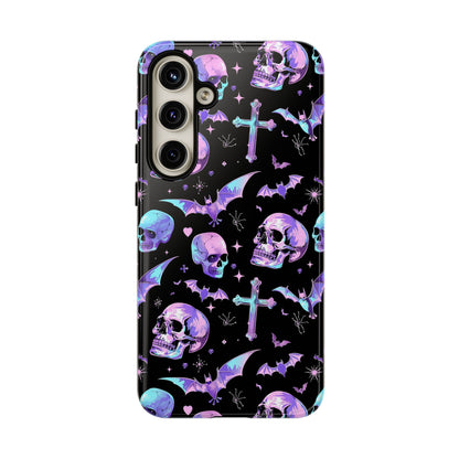 Pastel Skulls and Crosses Gothic Phone Case – Tough Phone Case – Cute Spooky Design - iPhone 16 - Samsung Galaxy - Google Pixel