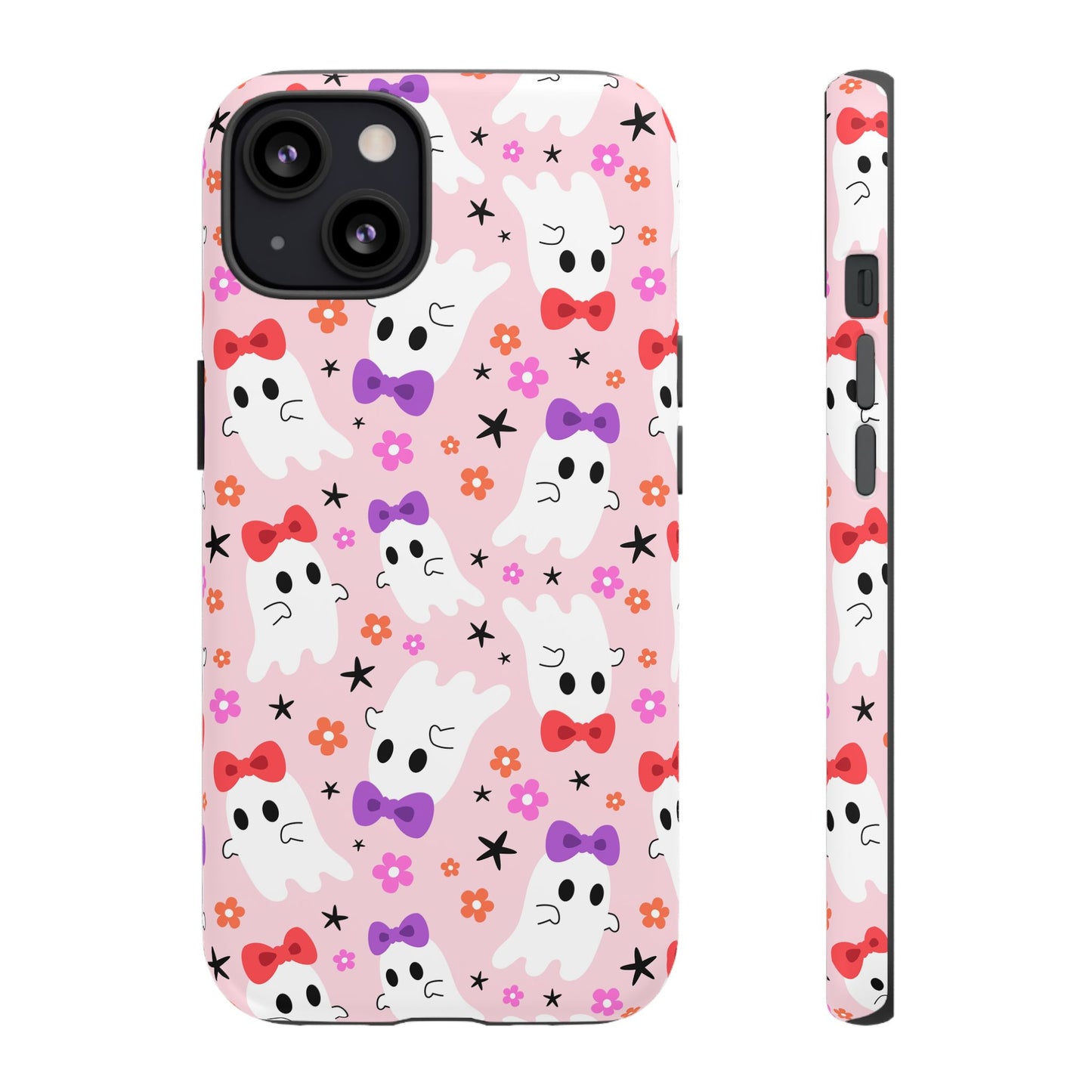 Cute Ghosts with Bows and Stars Halloween Phone Case – Tough Phone Case – Cute Spooky Design - iPhone 16 - Samsung Galaxy - Google Pixel