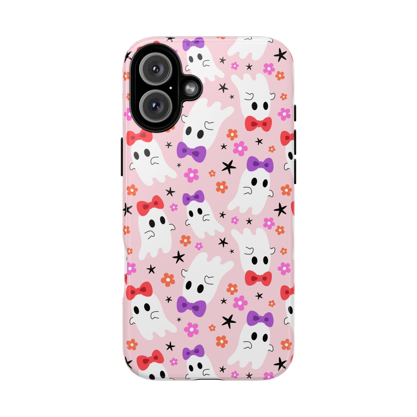 Cute Ghosts with Bows and Stars Halloween Phone Case – Tough Phone Case – Cute Spooky Design - iPhone 16 - Samsung Galaxy - Google Pixel