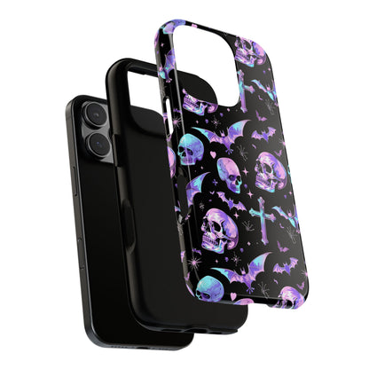 Pastel Skulls and Crosses Gothic Phone Case – Tough Phone Case – Cute Spooky Design - iPhone 16 - Samsung Galaxy - Google Pixel