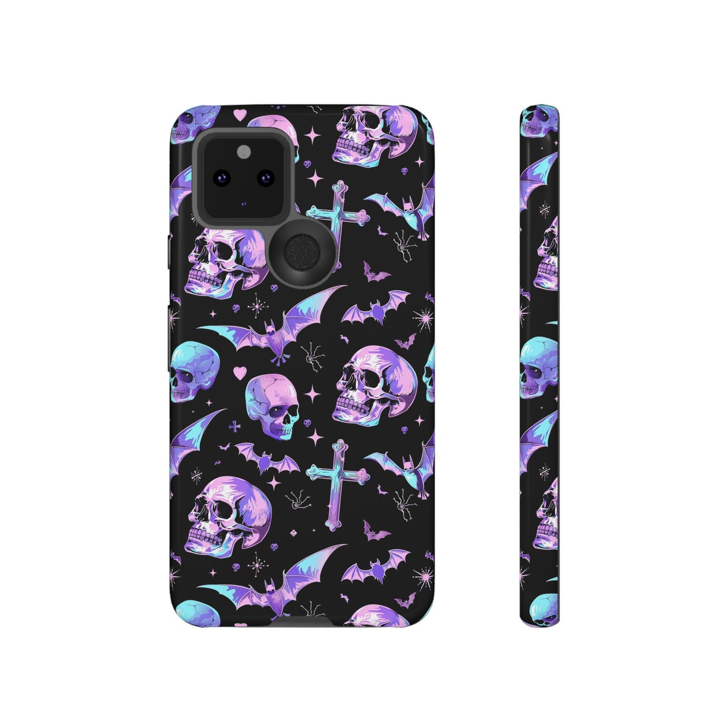 Pastel Skulls and Crosses Gothic Phone Case – Tough Phone Case – Cute Spooky Design - iPhone 16 - Samsung Galaxy - Google Pixel