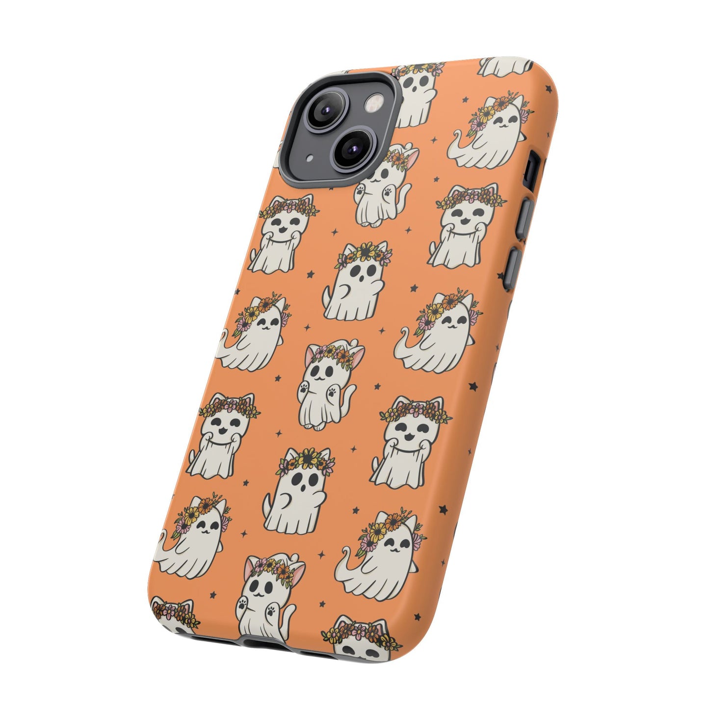 Ghost Cats and Pumpkins Halloween Phone Case – Tough Phone Case – Cute Spooky Design - iPhone 16 - Samsung Galaxy - Google Pixel