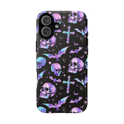 Pastel Skulls and Crosses Gothic Phone Case – Tough Phone Case – Cute Spooky Design - iPhone 16 - Samsung Galaxy - Google Pixel