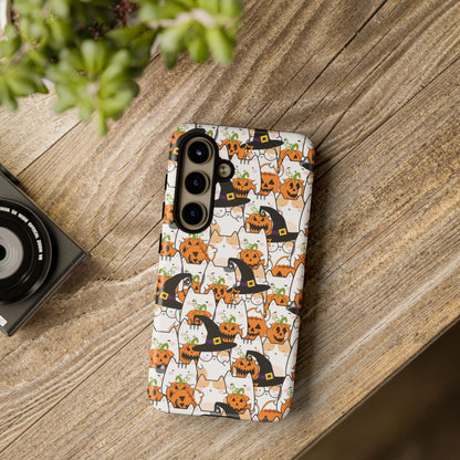 Halloween Cats and Pumpkins Phone Case – Tough Phone Case – Cute Spooky Design - iPhone 16 - Samsung Galaxy - Google Pixel