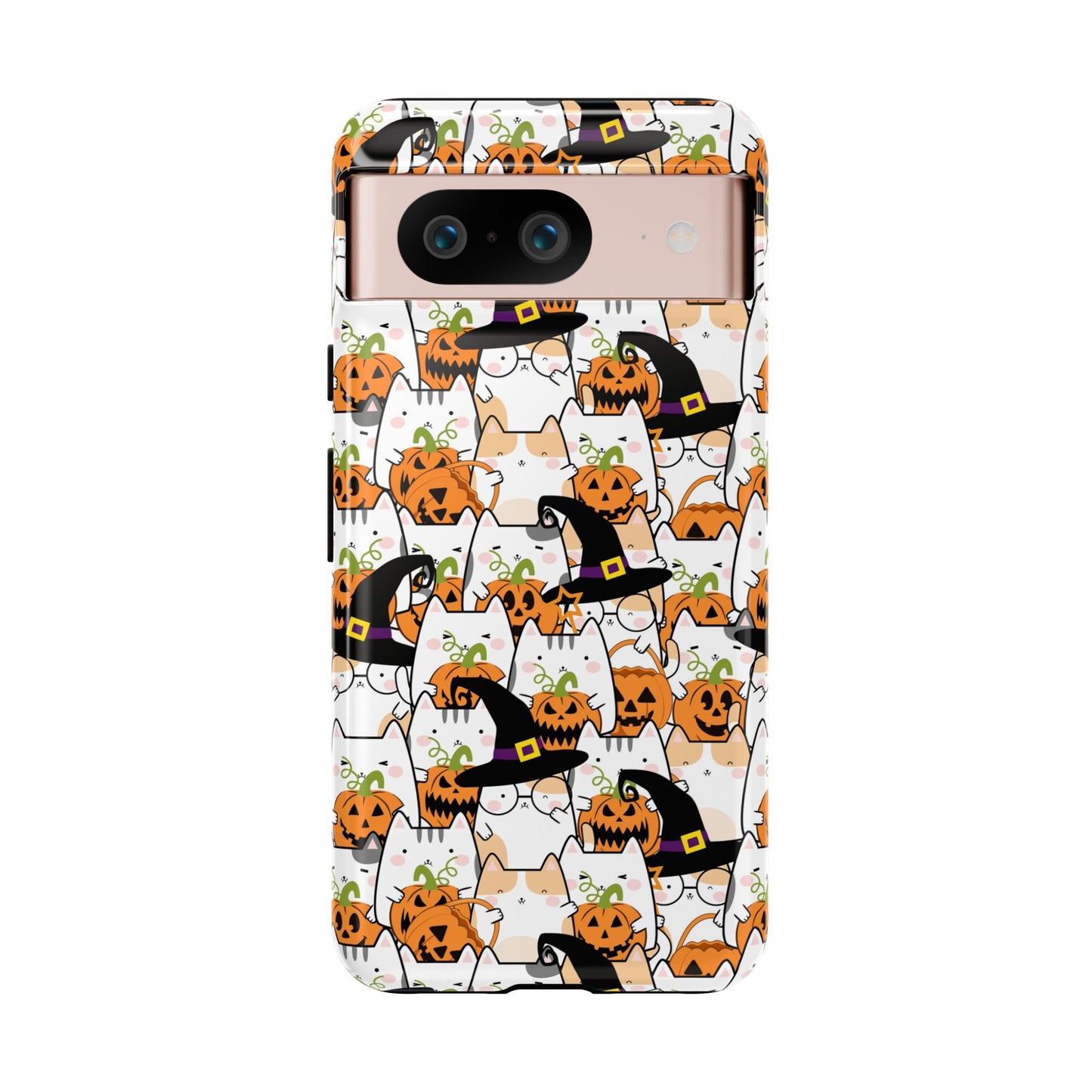 Halloween Cats and Pumpkins Phone Case – Tough Phone Case – Cute Spooky Design - iPhone 16 - Samsung Galaxy - Google Pixel