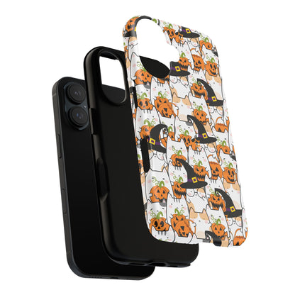 Halloween Cats and Pumpkins Phone Case – Tough Phone Case – Cute Spooky Design - iPhone 16 - Samsung Galaxy - Google Pixel