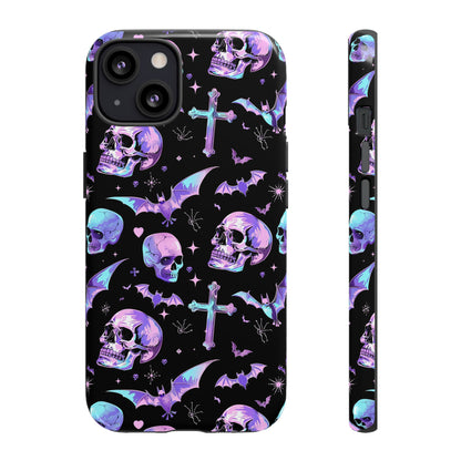 Pastel Skulls and Crosses Gothic Phone Case – Tough Phone Case – Cute Spooky Design - iPhone 16 - Samsung Galaxy - Google Pixel