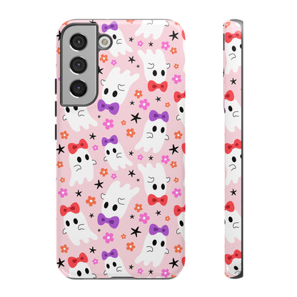 Cute Ghosts with Bows and Stars Halloween Phone Case – Tough Phone Case – Cute Spooky Design - iPhone 16 - Samsung Galaxy - Google Pixel