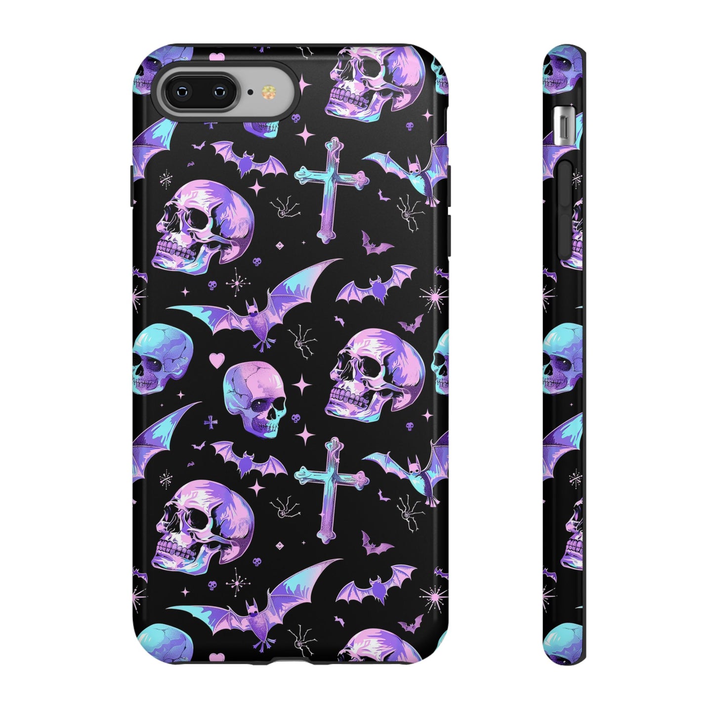 Pastel Skulls and Crosses Gothic Phone Case – Tough Phone Case – Cute Spooky Design - iPhone 16 - Samsung Galaxy - Google Pixel