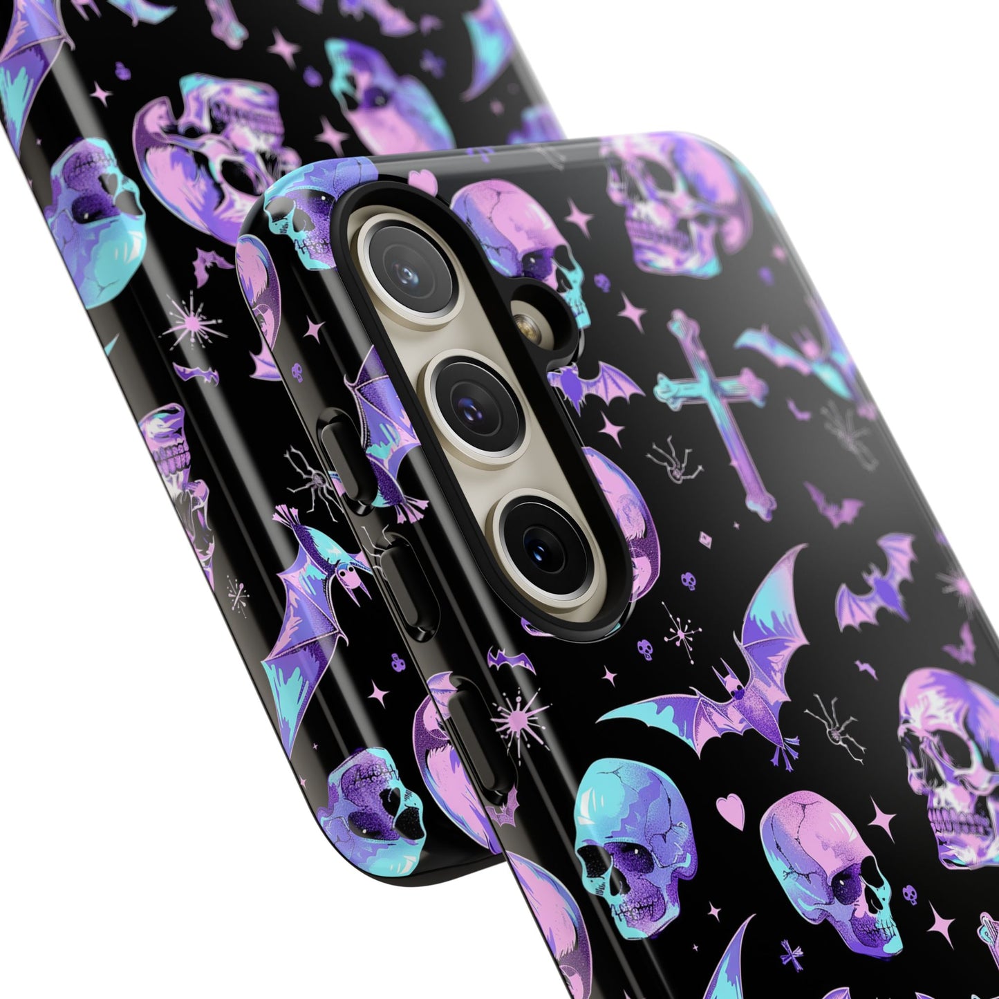 Pastel Skulls and Crosses Gothic Phone Case – Tough Phone Case – Cute Spooky Design - iPhone 16 - Samsung Galaxy - Google Pixel