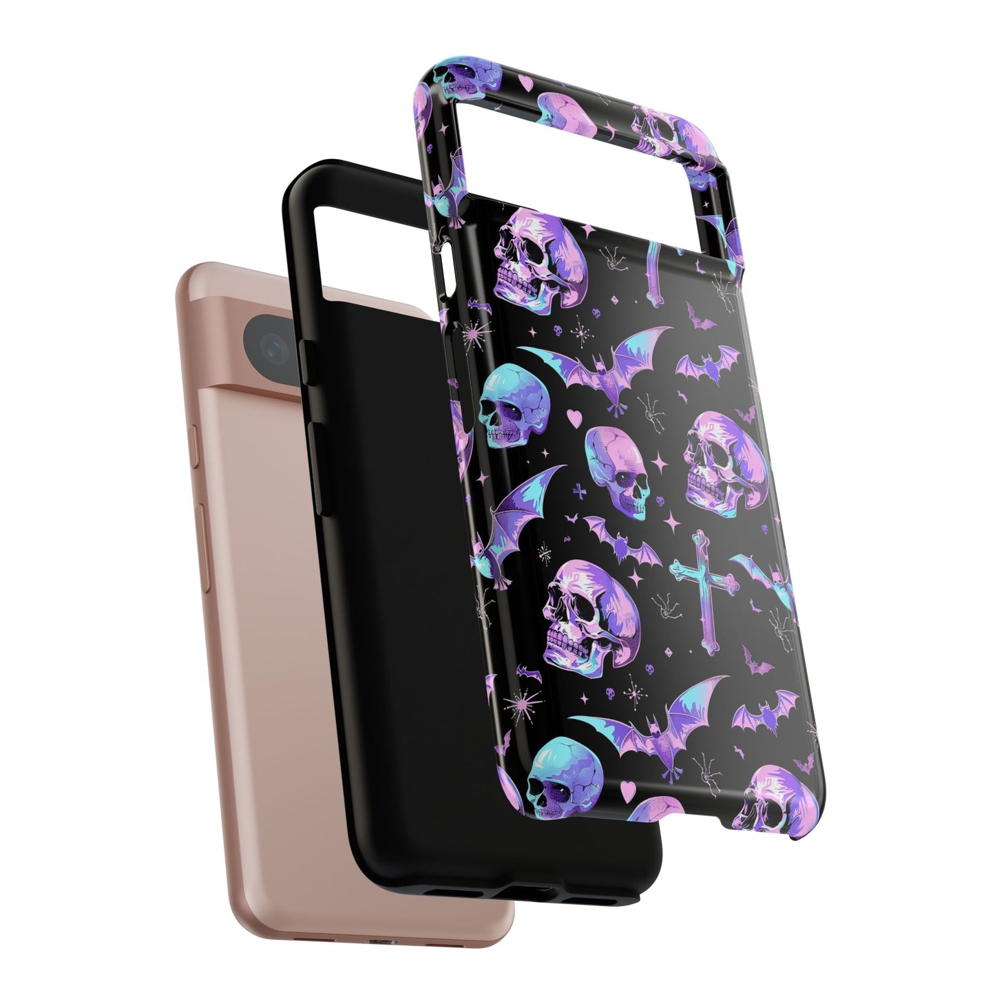 Pastel Skulls and Crosses Gothic Phone Case – Tough Phone Case – Cute Spooky Design - iPhone 16 - Samsung Galaxy - Google Pixel