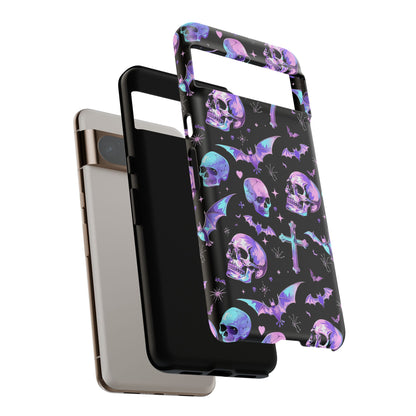 Pastel Skulls and Crosses Gothic Phone Case – Tough Phone Case – Cute Spooky Design - iPhone 16 - Samsung Galaxy - Google Pixel