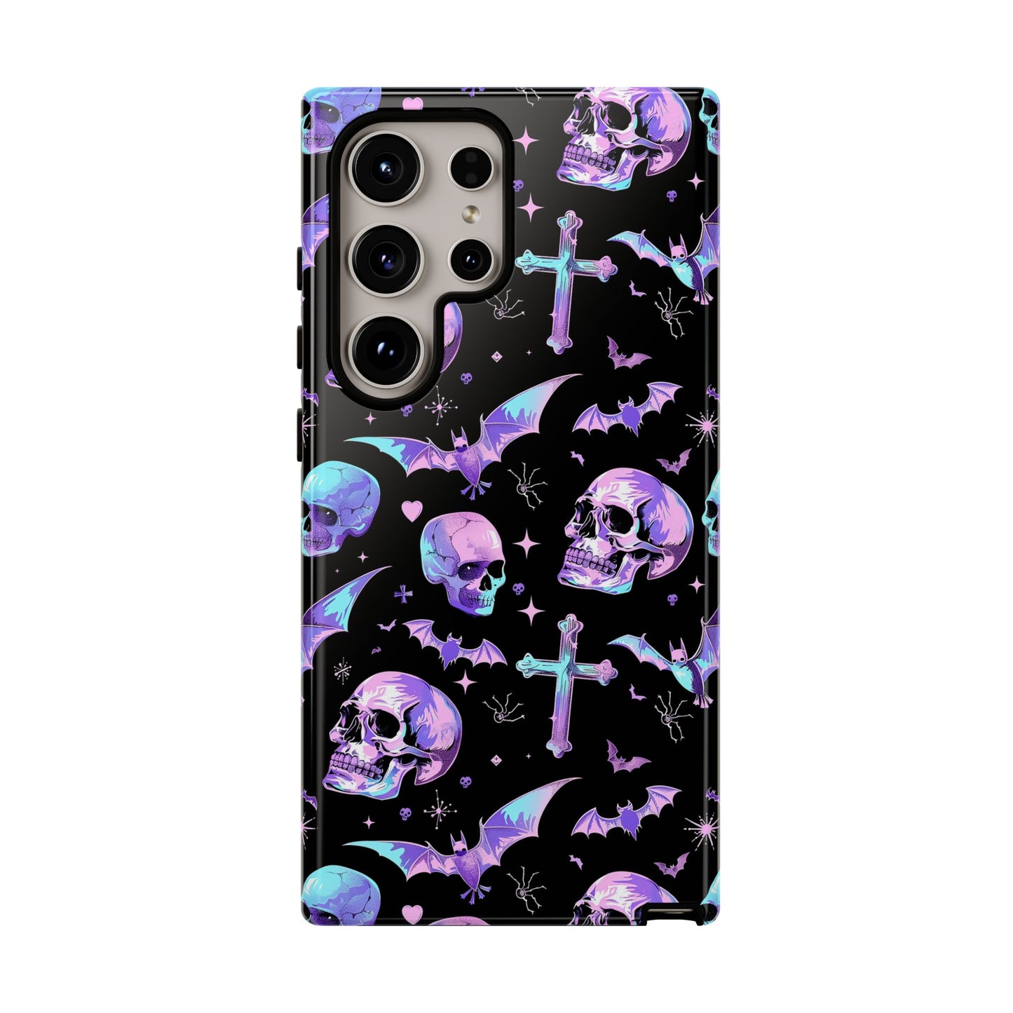 Pastel Skulls and Crosses Gothic Phone Case – Tough Phone Case – Cute Spooky Design - iPhone 16 - Samsung Galaxy - Google Pixel