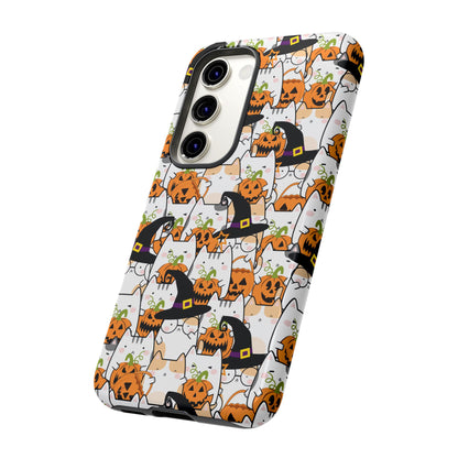 Halloween Cats and Pumpkins Phone Case – Tough Phone Case – Cute Spooky Design - iPhone 16 - Samsung Galaxy - Google Pixel