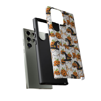 Halloween Cats and Pumpkins Phone Case – Tough Phone Case – Cute Spooky Design - iPhone 16 - Samsung Galaxy - Google Pixel