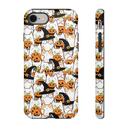 Halloween Cats and Pumpkins Phone Case – Tough Phone Case – Cute Spooky Design - iPhone 16 - Samsung Galaxy - Google Pixel