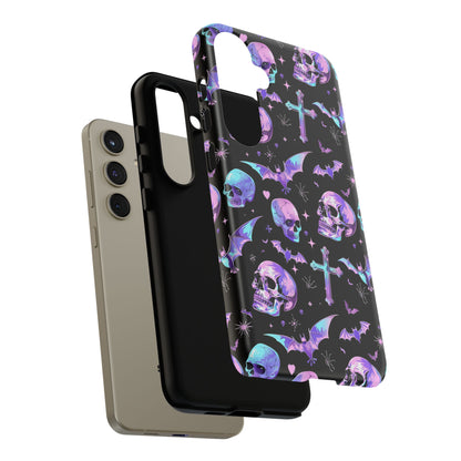 Pastel Skulls and Crosses Gothic Phone Case – Tough Phone Case – Cute Spooky Design - iPhone 16 - Samsung Galaxy - Google Pixel