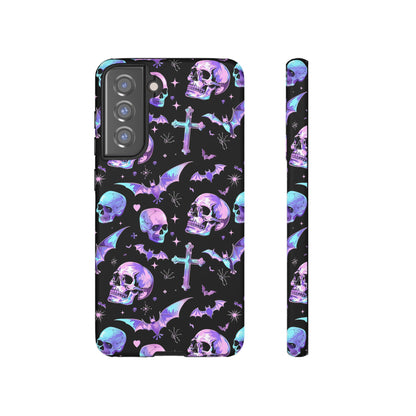 Pastel Skulls and Crosses Gothic Phone Case – Tough Phone Case – Cute Spooky Design - iPhone 16 - Samsung Galaxy - Google Pixel