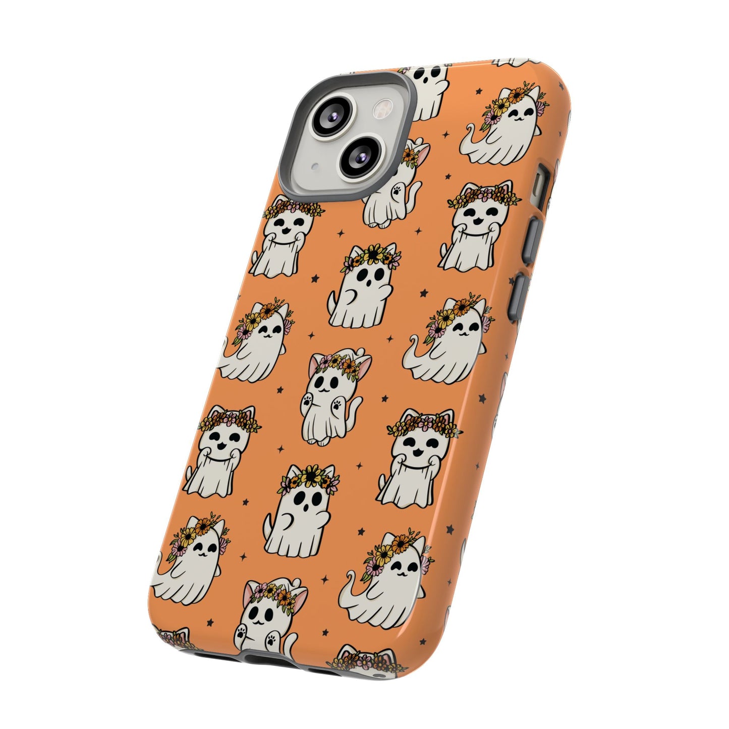 Ghost Cats and Pumpkins Halloween Phone Case – Tough Phone Case – Cute Spooky Design - iPhone 16 - Samsung Galaxy - Google Pixel