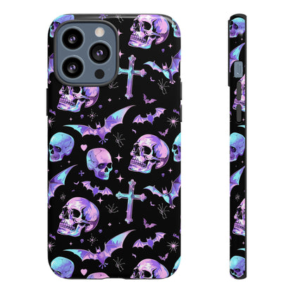 Pastel Skulls and Crosses Gothic Phone Case – Tough Phone Case – Cute Spooky Design - iPhone 16 - Samsung Galaxy - Google Pixel