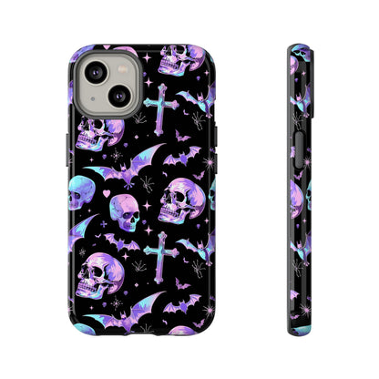 Pastel Skulls and Crosses Gothic Phone Case – Tough Phone Case – Cute Spooky Design - iPhone 16 - Samsung Galaxy - Google Pixel