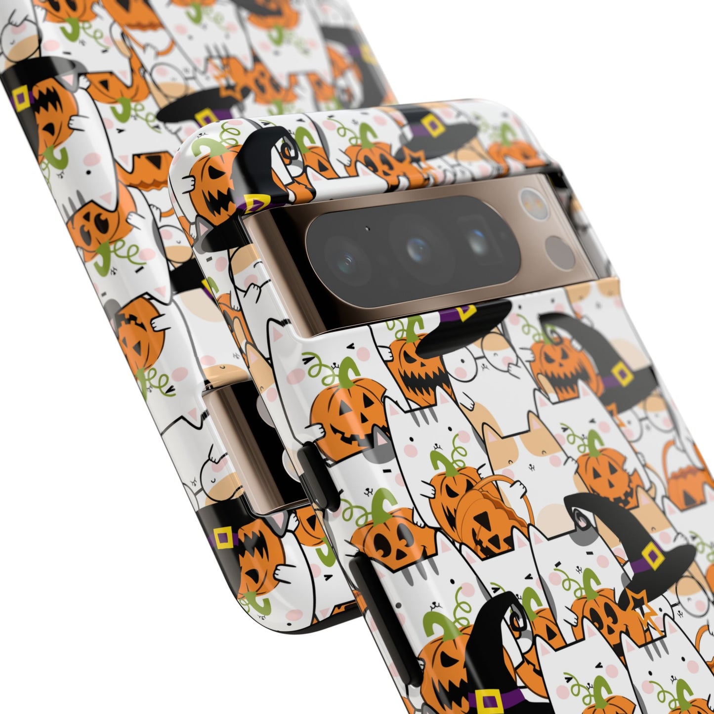 Halloween Cats and Pumpkins Phone Case – Tough Phone Case – Cute Spooky Design - iPhone 16 - Samsung Galaxy - Google Pixel