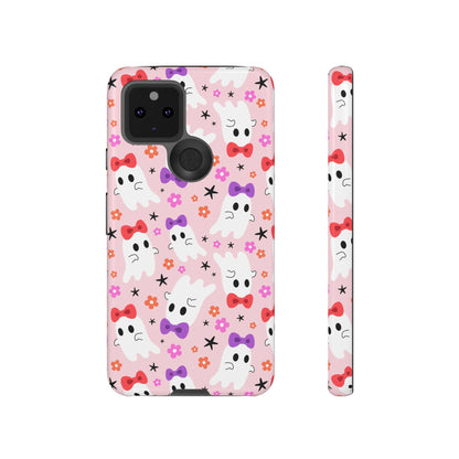 Cute Ghosts with Bows and Stars Halloween Phone Case – Tough Phone Case – Cute Spooky Design - iPhone 16 - Samsung Galaxy - Google Pixel