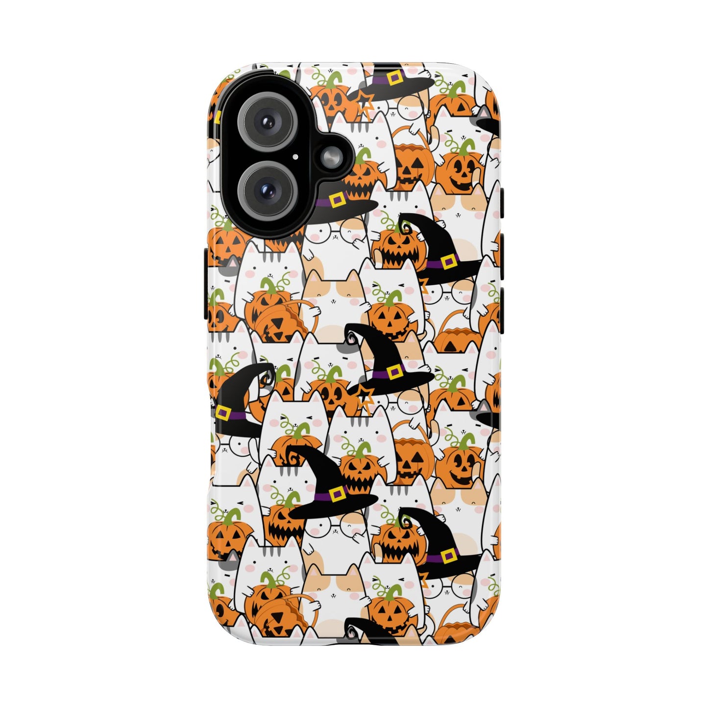 Halloween Cats and Pumpkins Phone Case – Tough Phone Case – Cute Spooky Design - iPhone 16 - Samsung Galaxy - Google Pixel