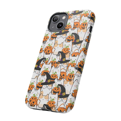 Halloween Cats and Pumpkins Phone Case – Tough Phone Case – Cute Spooky Design - iPhone 16 - Samsung Galaxy - Google Pixel