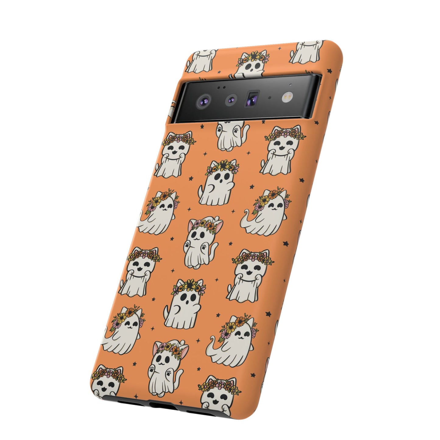 Ghost Cats and Pumpkins Halloween Phone Case – Tough Phone Case – Cute Spooky Design - iPhone 16 - Samsung Galaxy - Google Pixel