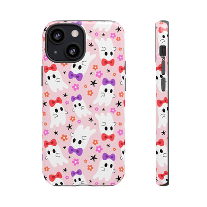 Cute Ghosts with Bows and Stars Halloween Phone Case – Tough Phone Case – Cute Spooky Design - iPhone 16 - Samsung Galaxy - Google Pixel