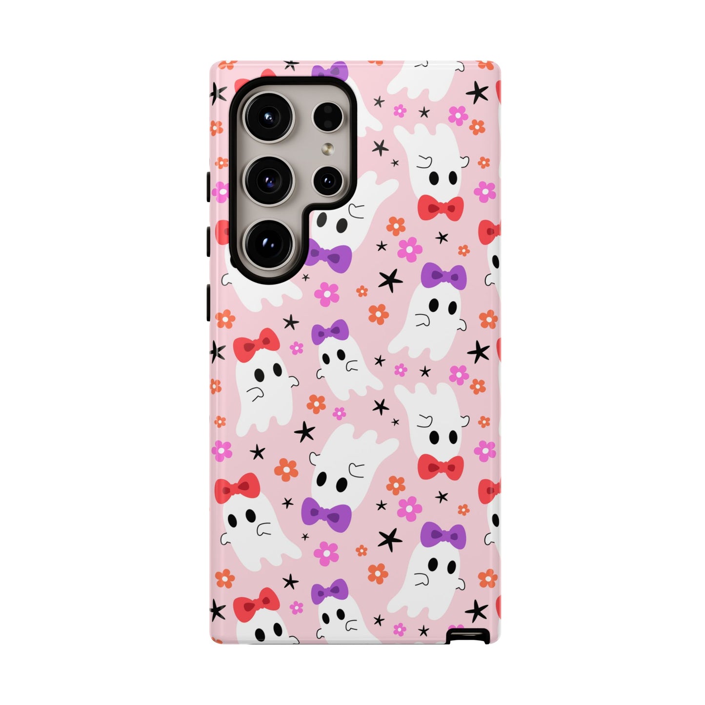 Cute Ghosts with Bows and Stars Halloween Phone Case – Tough Phone Case – Cute Spooky Design - iPhone 16 - Samsung Galaxy - Google Pixel