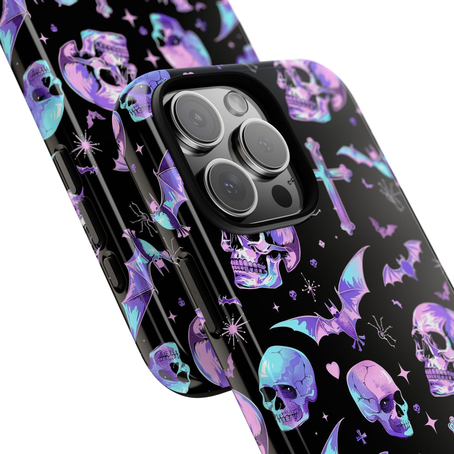 Pastel Skulls and Crosses Gothic Phone Case – Tough Phone Case – Cute Spooky Design - iPhone 16 - Samsung Galaxy - Google Pixel