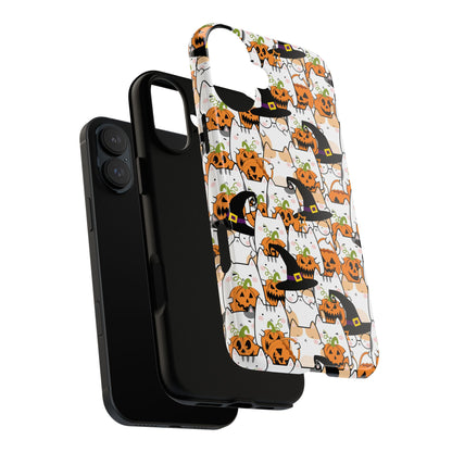 Halloween Cats and Pumpkins Phone Case – Tough Phone Case – Cute Spooky Design - iPhone 16 - Samsung Galaxy - Google Pixel