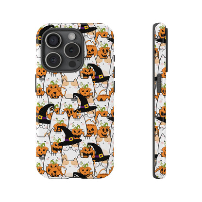 Halloween Cats and Pumpkins Phone Case – Tough Phone Case – Cute Spooky Design - iPhone 16 - Samsung Galaxy - Google Pixel