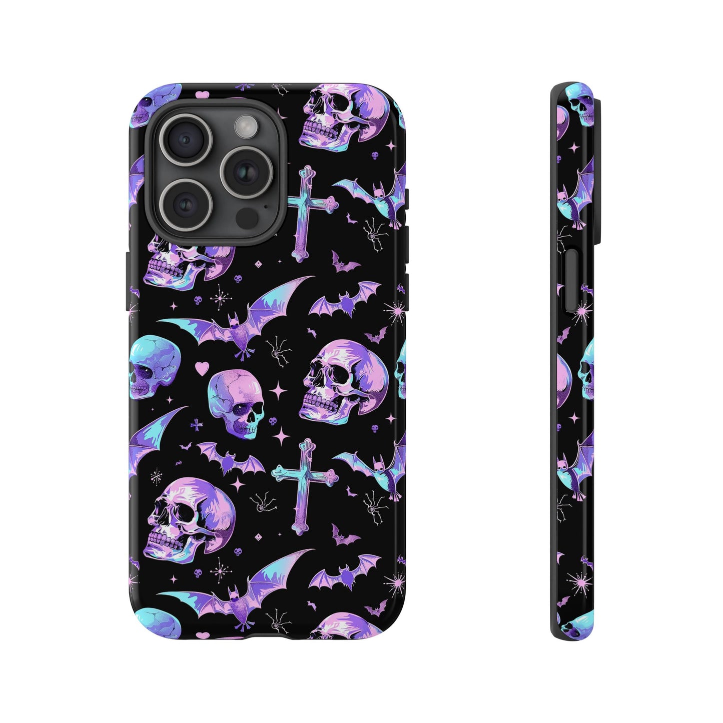 Pastel Skulls and Crosses Gothic Phone Case – Tough Phone Case – Cute Spooky Design - iPhone 16 - Samsung Galaxy - Google Pixel