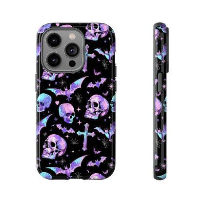 Pastel Skulls and Crosses Gothic Phone Case – Tough Phone Case – Cute Spooky Design - iPhone 16 - Samsung Galaxy - Google Pixel