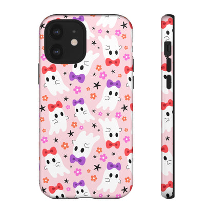 Cute Ghosts with Bows and Stars Halloween Phone Case – Tough Phone Case – Cute Spooky Design - iPhone 16 - Samsung Galaxy - Google Pixel