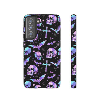 Pastel Skulls and Crosses Gothic Phone Case – Tough Phone Case – Cute Spooky Design - iPhone 16 - Samsung Galaxy - Google Pixel