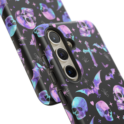 Pastel Skulls and Crosses Gothic Phone Case – Tough Phone Case – Cute Spooky Design - iPhone 16 - Samsung Galaxy - Google Pixel