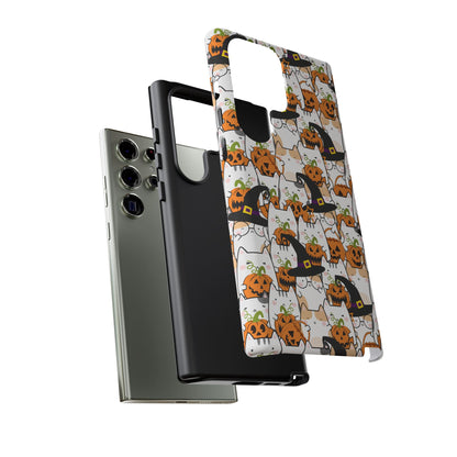 Halloween Cats and Pumpkins Phone Case – Tough Phone Case – Cute Spooky Design - iPhone 16 - Samsung Galaxy - Google Pixel