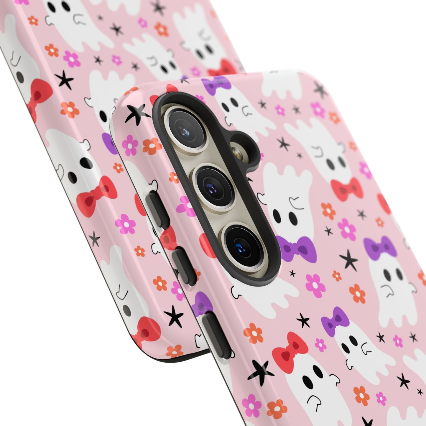 Cute Ghosts with Bows and Stars Halloween Phone Case – Tough Phone Case – Cute Spooky Design - iPhone 16 - Samsung Galaxy - Google Pixel