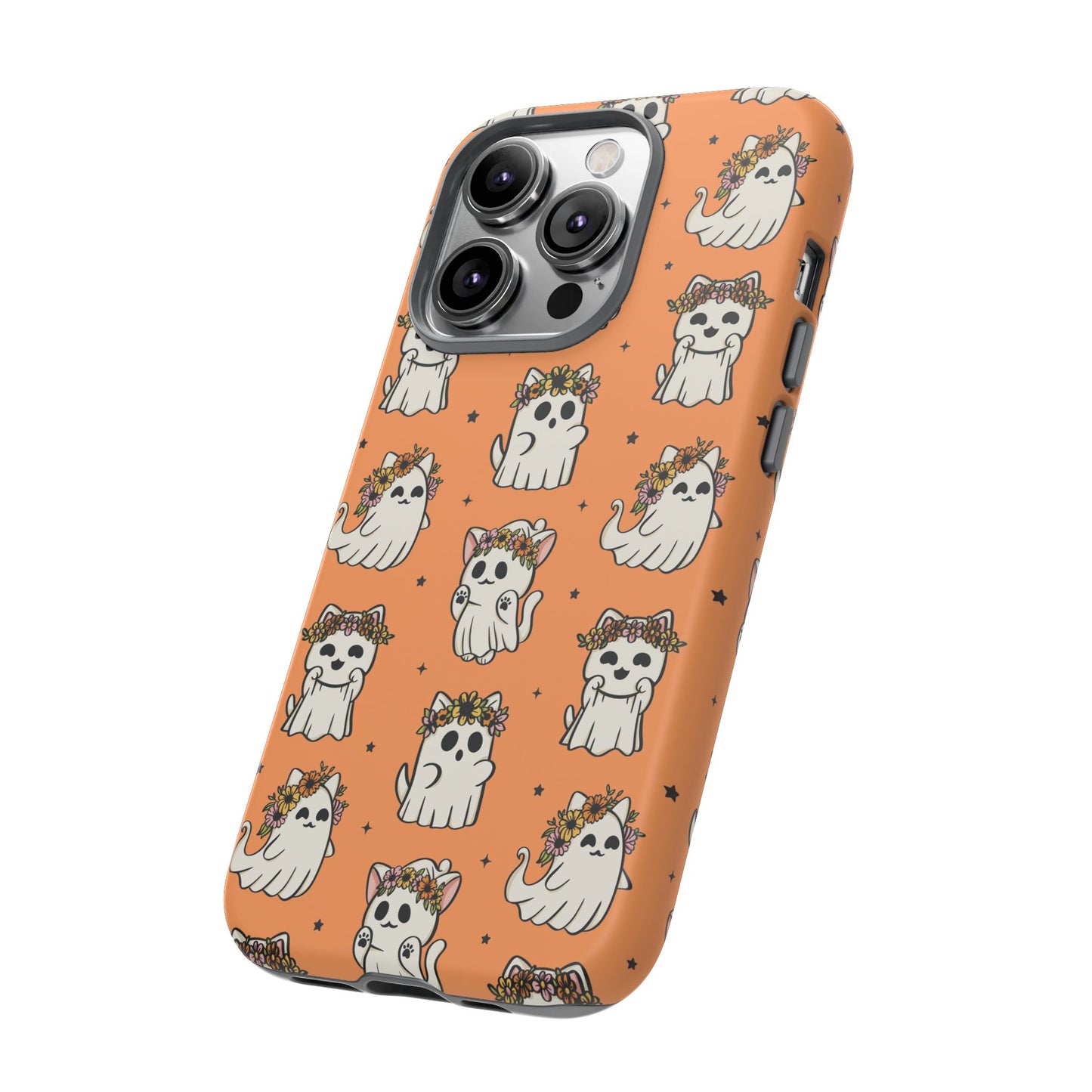 Ghost Cats and Pumpkins Halloween Phone Case – Tough Phone Case – Cute Spooky Design - iPhone 16 - Samsung Galaxy - Google Pixel