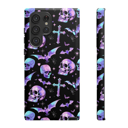 Pastel Skulls and Crosses Gothic Phone Case – Tough Phone Case – Cute Spooky Design - iPhone 16 - Samsung Galaxy - Google Pixel