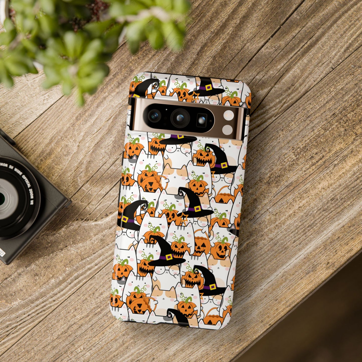 Halloween Cats and Pumpkins Phone Case – Tough Phone Case – Cute Spooky Design - iPhone 16 - Samsung Galaxy - Google Pixel