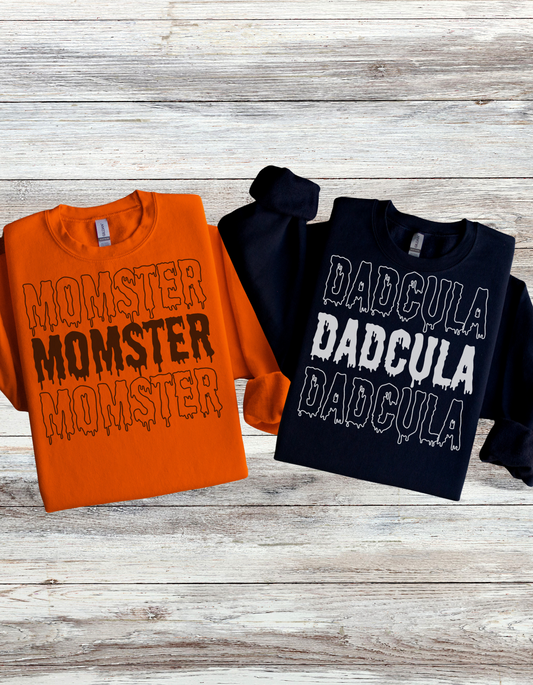 Momster & Dadcula Halloween Sweatshirts - Comfy Unisex Crewnecks for Spooky Season