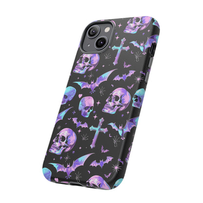 Pastel Skulls and Crosses Gothic Phone Case – Tough Phone Case – Cute Spooky Design - iPhone 16 - Samsung Galaxy - Google Pixel