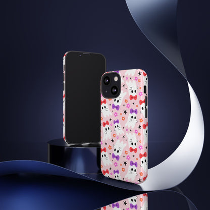 Cute Ghosts with Bows and Stars Halloween Phone Case – Tough Phone Case – Cute Spooky Design - iPhone 16 - Samsung Galaxy - Google Pixel